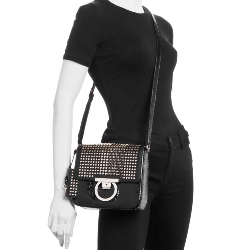 Salvatore Ferragamo black reptile crossbody bag